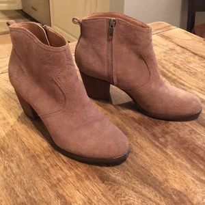Lands End light brown suede ankle booties.